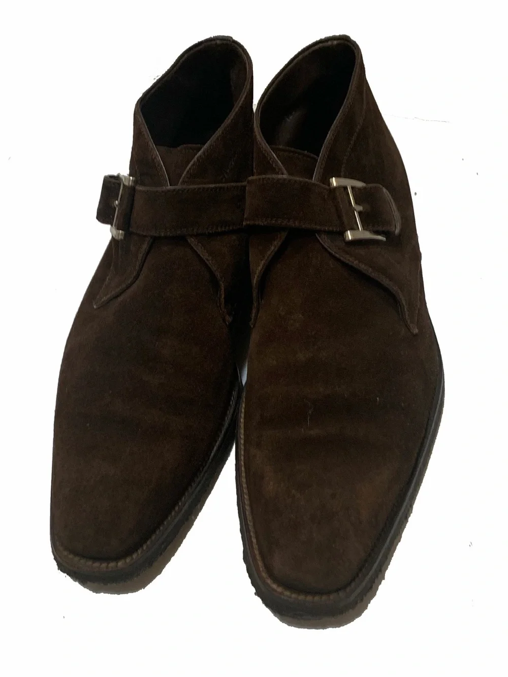 paul stuart men’s suede chukka boots Brown Suede Single Monk Strap Boots